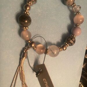 Chico's Gray and Silver Beaded Bracelet